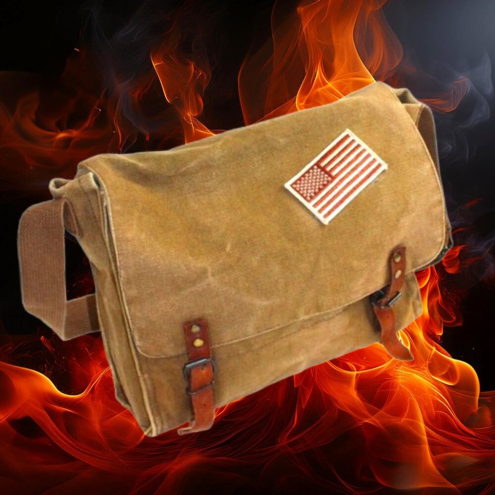 Rothco Desert Drab Heavyweight Canvas Leather Accent Cross Body Messenge… - Picture 3 of 11